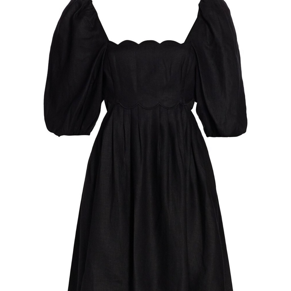 Zimmermann Mae CutOut Black Linen  Mini Dress